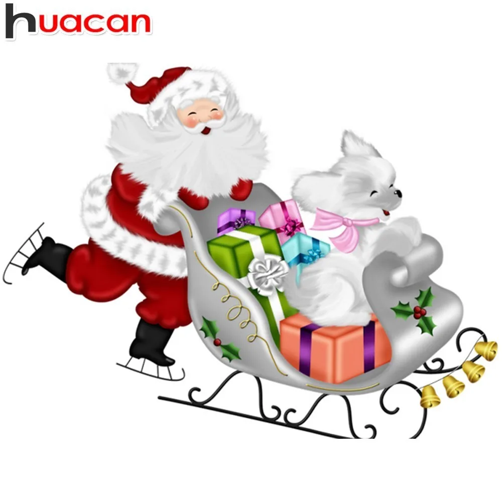 

HUACAN Diamond Painting Santa Claus Christmas Diamond Embroidery Cartoon Full Drill Square Diamond Mosaic Decor Home Handmade