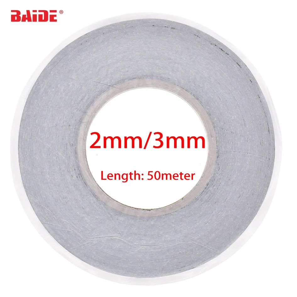 50meter/Reel Original 2mm 3mm Black Double Side Adhesive Tape for