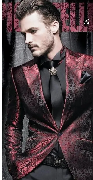 

Wine Red Men Suit Slim Fit Notch Lapel business Blazer Custom Made groom wedding suit groom tuxedos For Men