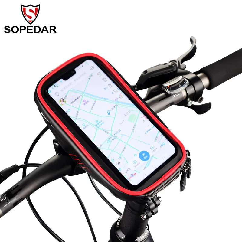 

SOPEDAR 6.5 Inch Waterproof Touch Screen Bike Bag Cycling MTB Front Frame Top Cell Phone Bags Road Mountain Bicycle Accseeories
