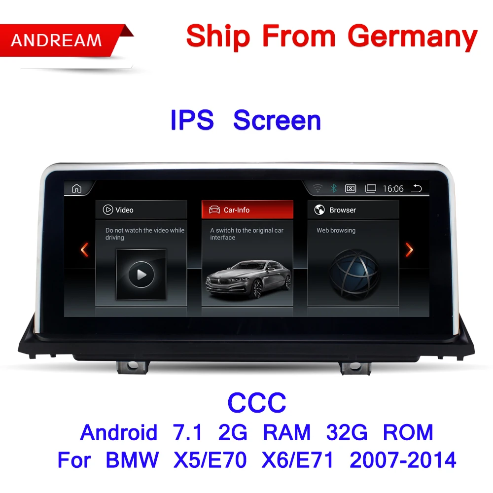 

10.25" Android Screen 7.1 Vehicle Multimedia Player For BMW E70 E71 X5 X6 Bluetooth GPS Navigation Wifi Free Germany Ship EW969B