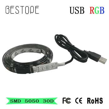 

5V USB LED strip 5050 RGB Flexible Light 1M Waterproof TV Background Light RGB LED Tape Mini 3Key RGB Controller