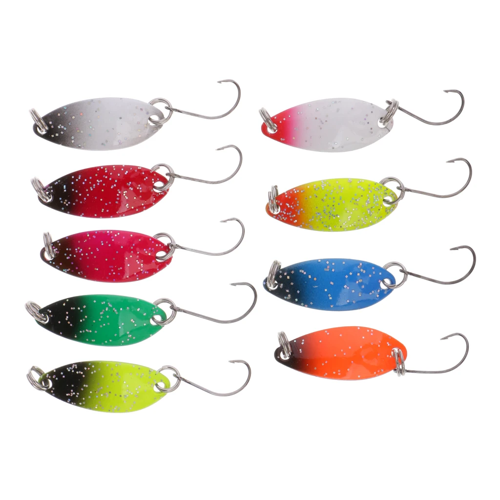 9Pcs Trout Spoon Lure Metal Baits Jigging Single Hook Fishing Spoon Lure Kit Fishing Accessories