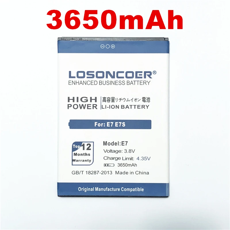 

100% Original LOSONCOER E7 3650mAh For Blackview E7S E7 Replacement Backup Li-ion Phone Battery Accessory Accumulators