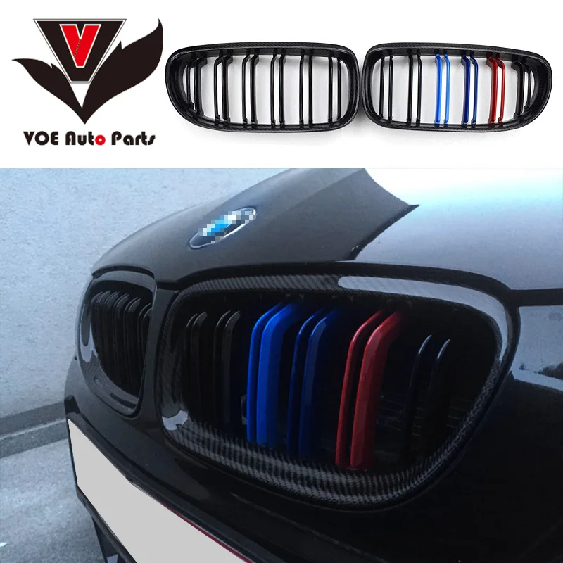 

2009-2012 E90 Gloss 3-color Carbon Fiber Change to M3 Style 2-Line Racing Grill Grille for BMW E90 3 Series(not fit for E90 M3)