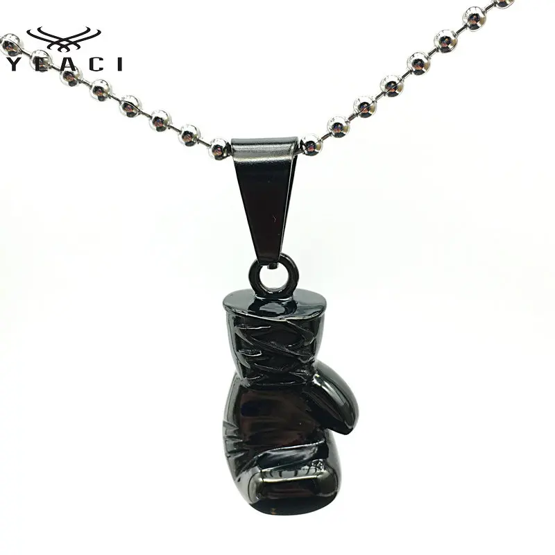 Black Fist Pendant Necklace Fine Jewelry Boxing Glove Stainless Steel