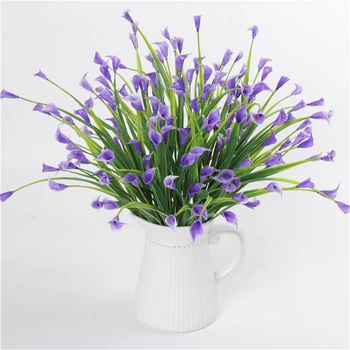 5 Forks Artificial Calla Flower Bouquet Plastic Real Touch Fake Flower Leaf Home Garden Christmas Decoration Simulation Plant