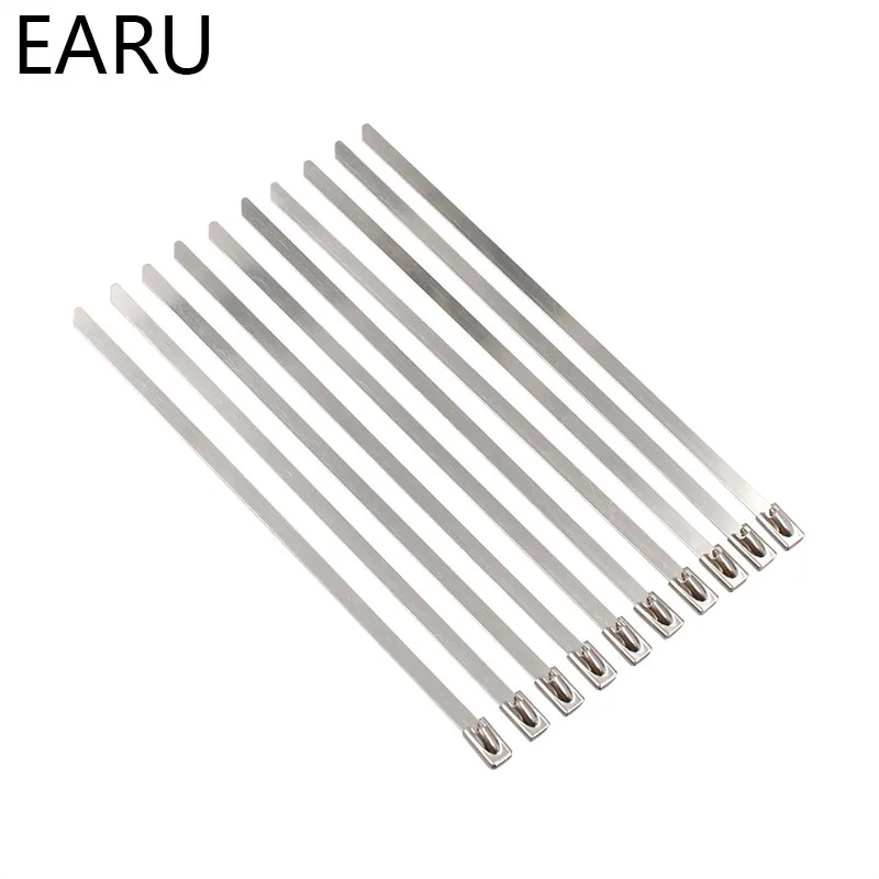 

10PCS STAINLESS STEEL METAL CABLE TIES TIE ZIP WRAP EXHAUST HEAT STRAPS INDUCTION PIPE