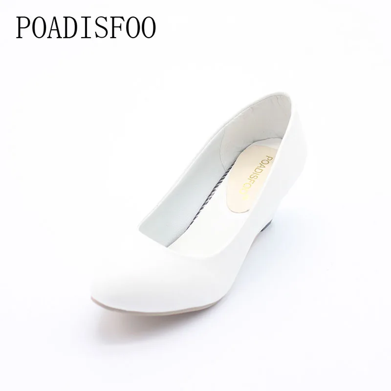 

POADISFOO 2017 Spring And Summer Professional Round Pure Color Slope With A Comfortable Shoes For Women .LSS-806