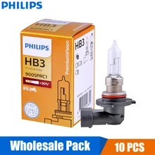 10 шт. Philips Vision 9005 HB3 12 в 65 Вт P20d 9005PRC1+ 30% Яркий свет автомобиля галогенная головная лампа авто OEM противотуманная лампа