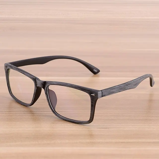Reven Glasses Men and Women Unisex Wooden Pattern Fashion Retro Optical Spectacle Eyeglasses Glasses Frame Vintage Eyewear Gray