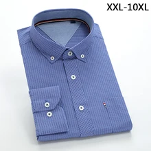Новое поступление, мужская рубашка с длинными рукавами, в синюю полоску, рабочая одежда, модная повседневная одежда, очень большие Размеры M-6XL7XL8XL