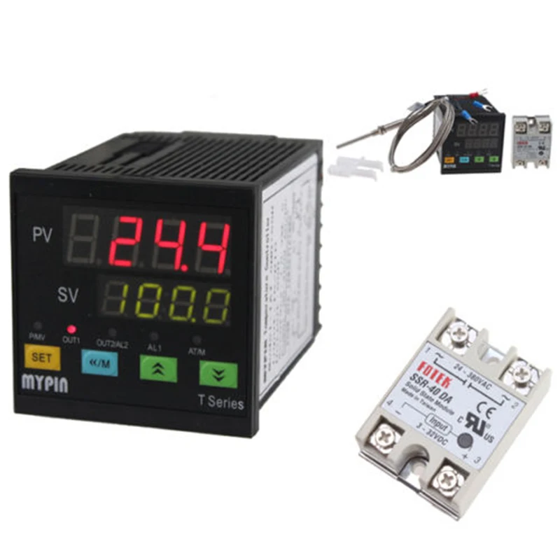 Digital F//C PID Temperature Controller Thermostat TA6-SNR 25A SSR 2M K Sensor