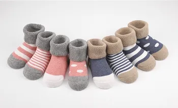 

4pair/lot combed cotton girl&boy socks toddler newborn floor baby sock No bone promoted cotton thick warm winter baby socks