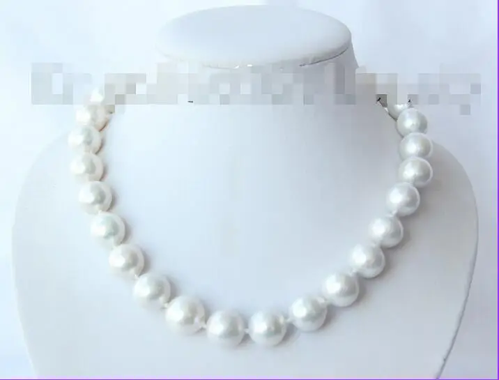 

Hot selling free shipping******* big 13mm round white Edison keshi reborn freshwater pearl necklace m762