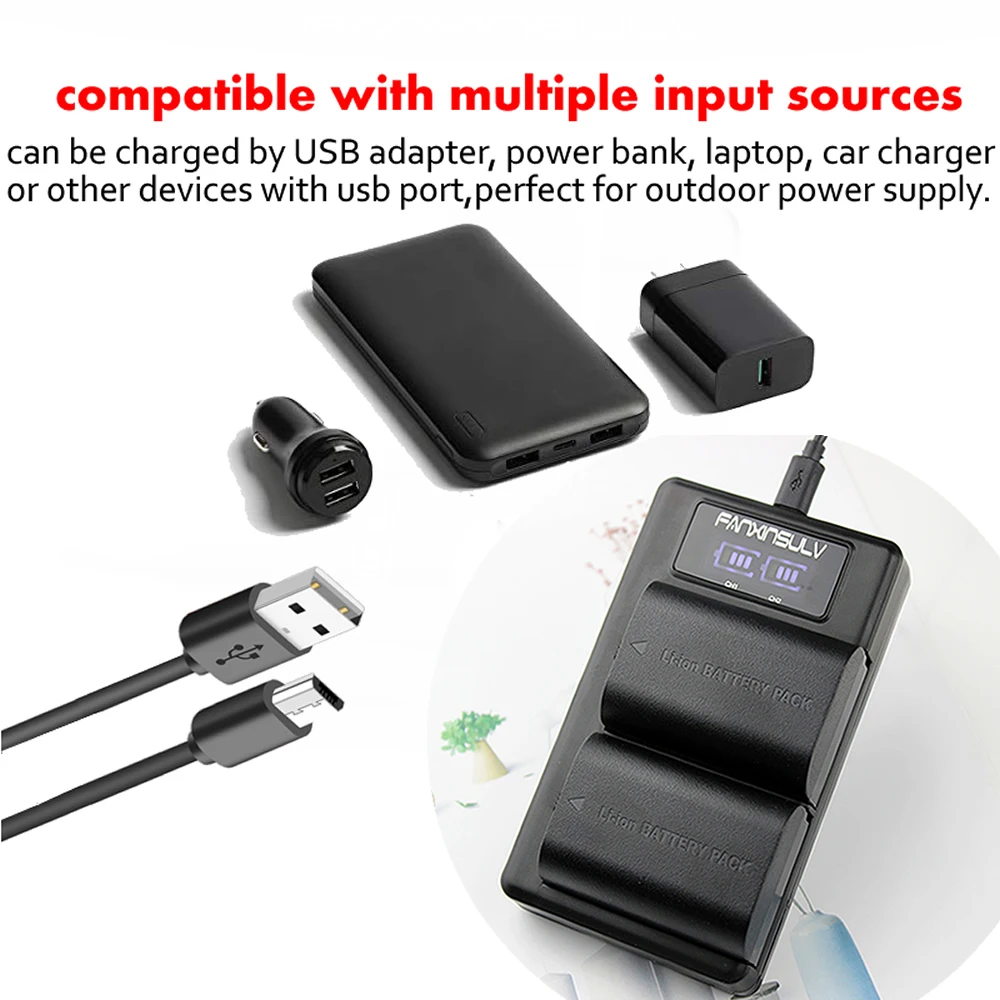 LP-E6N LP-E6 Battery USB Charger for canon eos r 5d mark iv mark iii mark ii 60d 6d ii 7d ii 70d 80d 5drs DSLRL15 Camera tracked LP-E6N LP-E6 Battery USB Charger for canon eos r 5d mark iv mark iii mark ii 60d 6d ii 7d ii 70d 80d 5drs DSLRL15 Camera tracked