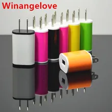 Winangeleve, 2000 шт./лот, разноцветный, 5 В, 1 А, USB, AC, настенный адаптер питания, штепсельная вилка США, зарядное устройство для Iphone 4, 4S, 5, 5S, 6, 7, 7plus