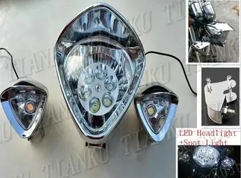

Motorcycle LED Headlight + Spot Light For Honda Yamaha Suzuki Kawasaki Sport Bobber Custom Chopper Cruisers Street Bike