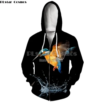 

PLstar Cosmos Womens Casual Clothes Pretty Birds 3d Print Zipper Hoodies Sweatshirt Women/Men Autumn Zip up Jacket With hat