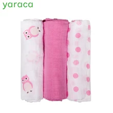 3Pcs Set 70x70cm Muslin Cloth Cotton Newborn Baby Swaddles Baby Blankets Gauze Bath Towel Cute Animal