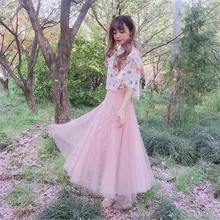 KEQI Bobon21 принцессы красивая юбка super slim ноги длинные темперамент Фея восемь лепестков шить марлевые длинным пряжи юбка B1604