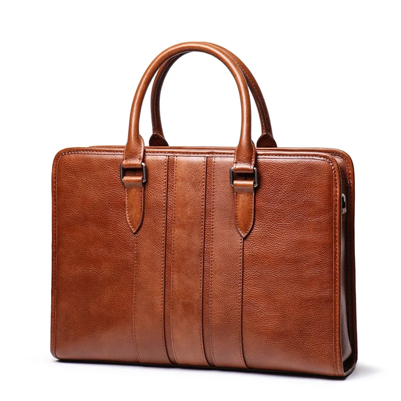 Nesitu Highend винтажный A4 коричневый кофе Вегетативная натянутая натуральная кожа офисный мужской портфель сумка-мессенджер