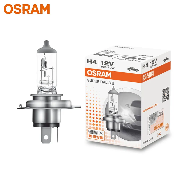 OSRAM оригинальное качество H4 9003 3200K 12V 100/90W 62204 P43t супер Rallye внедорожный автомобильный головной светильник авто галогенная противотуманная лампа больше