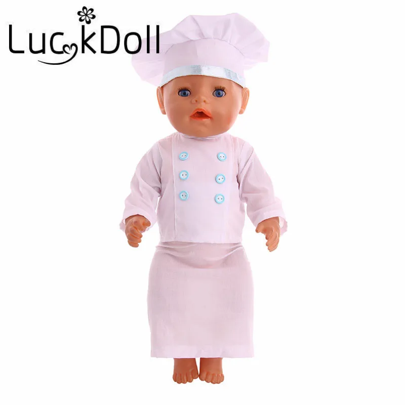 Одежда шеф-повара LUCKDOLL подходит для 18-дюймовых американских кукол 43 см