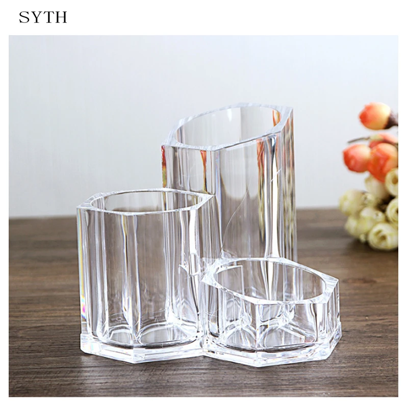

New Fashion 3 Grids Acrylic Brush Pen Holder Makeup Organizer Box for Lipstick Jewelry Cosmetic Storage Box With Glossy Edge