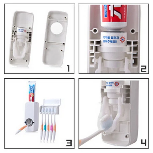 Держатель для зубных щеток для ванной комнаты Автоматический Дозатор для зубной пасты 2 цвета для варианта