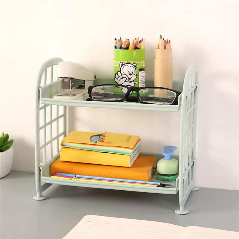 

Bunk Bed 2 Layer Desk Cosmetic Storage Rack Table Space Saving Plastic Organizer Double Bunk Make Up Accessory Shelf Holder #B20