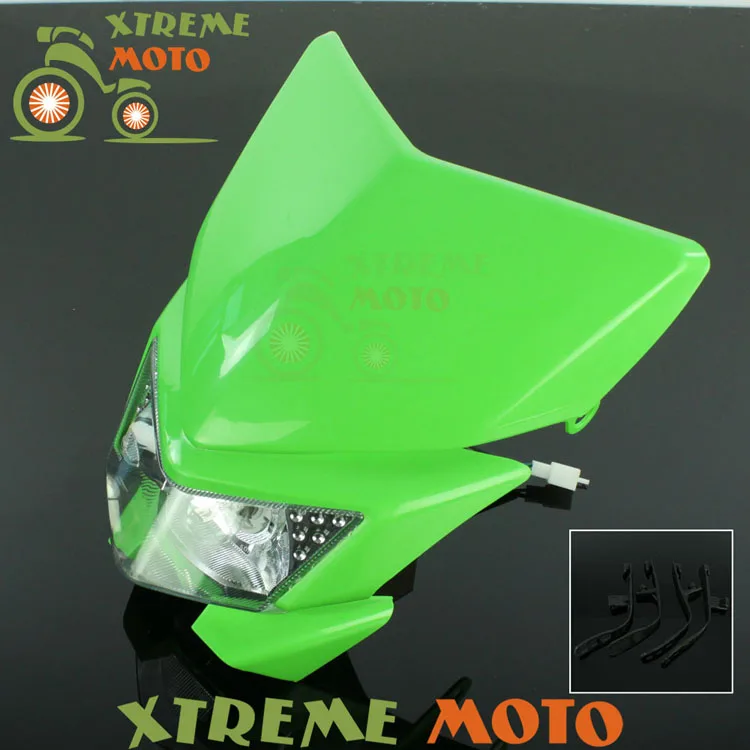 Зеленый Универсальный налобный фонарь уличный для Kawasaki KX 65 85 125 250 500 250F 450F KLX 450R 150 250 мотокросс эндуро