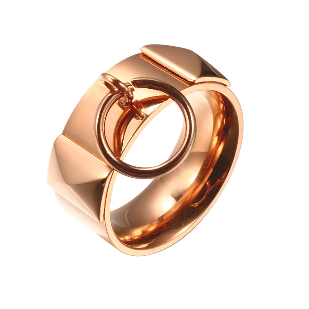 JOVO, круглый дизайн, кольца для женщин, полированная сталь, ювелирные изделия, Золотые кольца, Женские Ювелирные Кольца, размер 6, 7, 8, 9