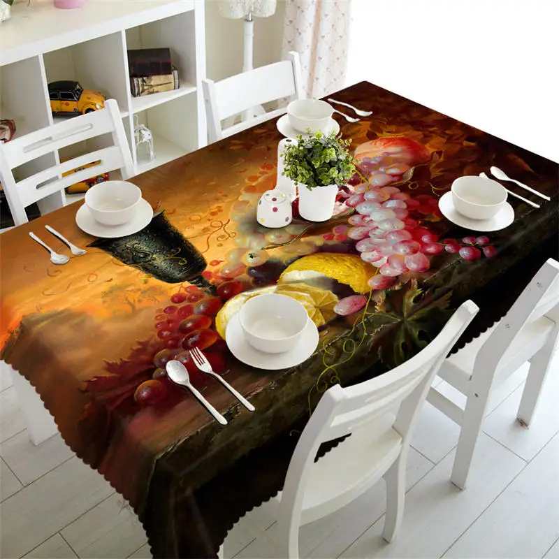 Fruit oil painting 3D printing Rectangular Tablecloths Polyester Table Cover Modern Brand Customizable Cloth | Дом и сад