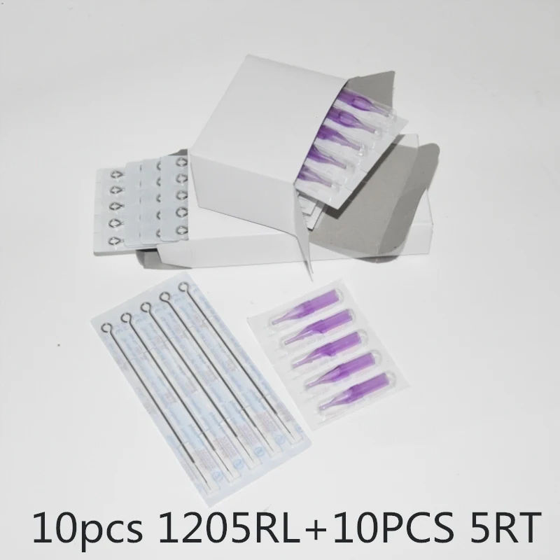 

10PCS 1205RL tattoo needle+10PCS 5RT purple tattoo tips