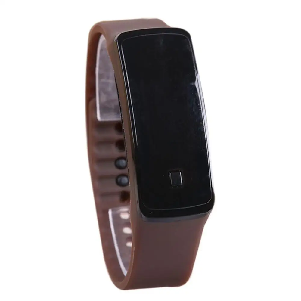 Спортивные светодиодный цифровые часы силиконовый резиновый экран браслет часы яркого цвета модные женские мужские водонепроницаемые наручные часы LL - Цвет: Brown
