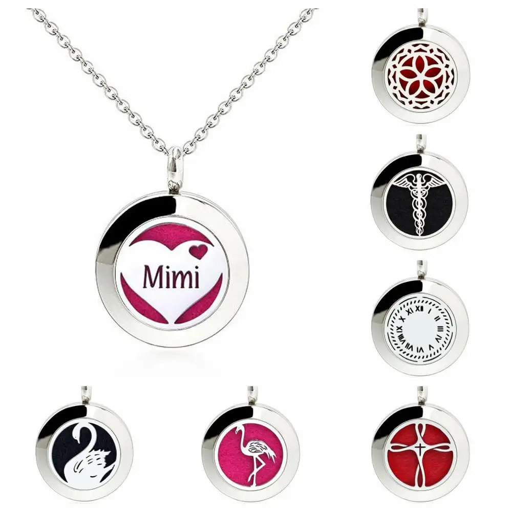 

Mimi cross clock Essential Oil 20mm locket 316L Stainless Steel pendant diffuser locket Perfume necklace chain 10pad as gift