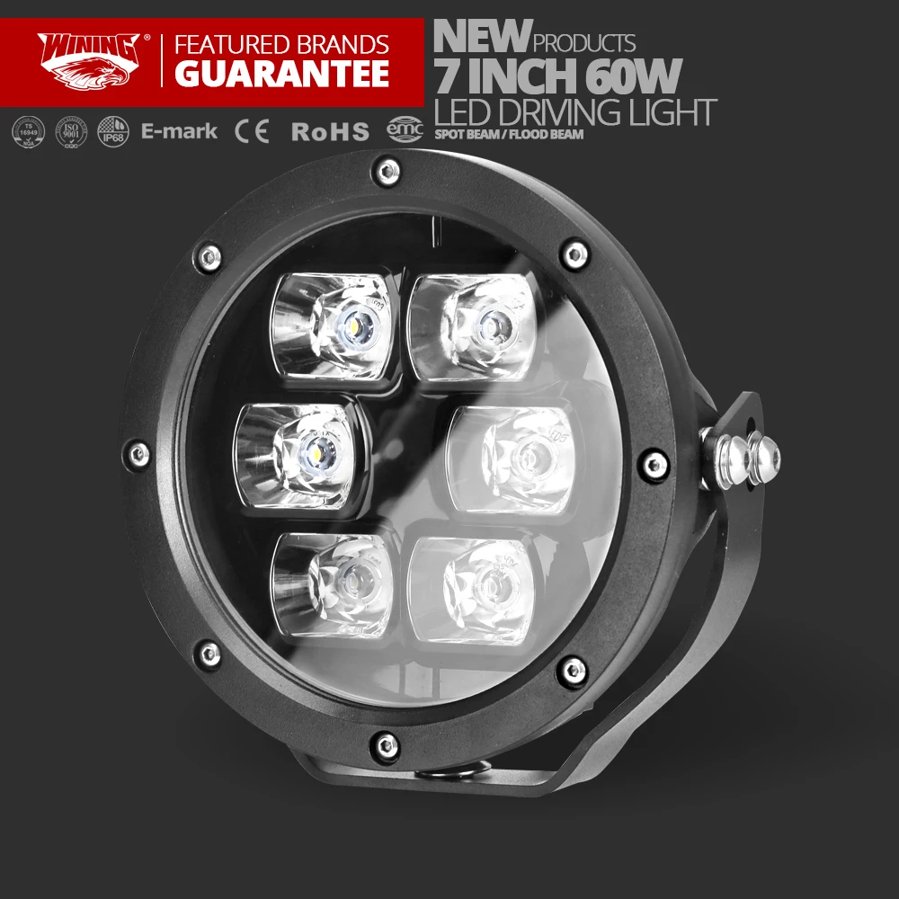 

60W 7 inch LED Work Light high power Off road Led SpotLights jeepSuv Front bar spot light Truck Motorcycle ATV Driving Fog Lamp