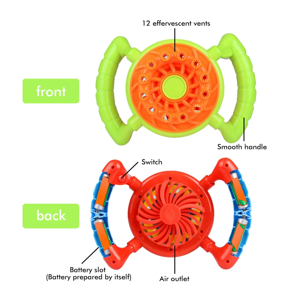 Руль автоматический 12 отверстий пузырьковый вентилятор машина дети открытый подарок игрушка красочные пузыри