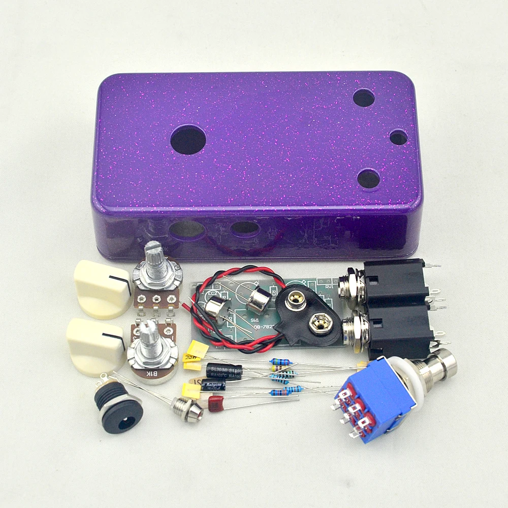 Vintage Fuzz Face DIY Guitar Pedal Kit With Germanium AC128 Transistors And 1590B Pre Drilled Enclosure