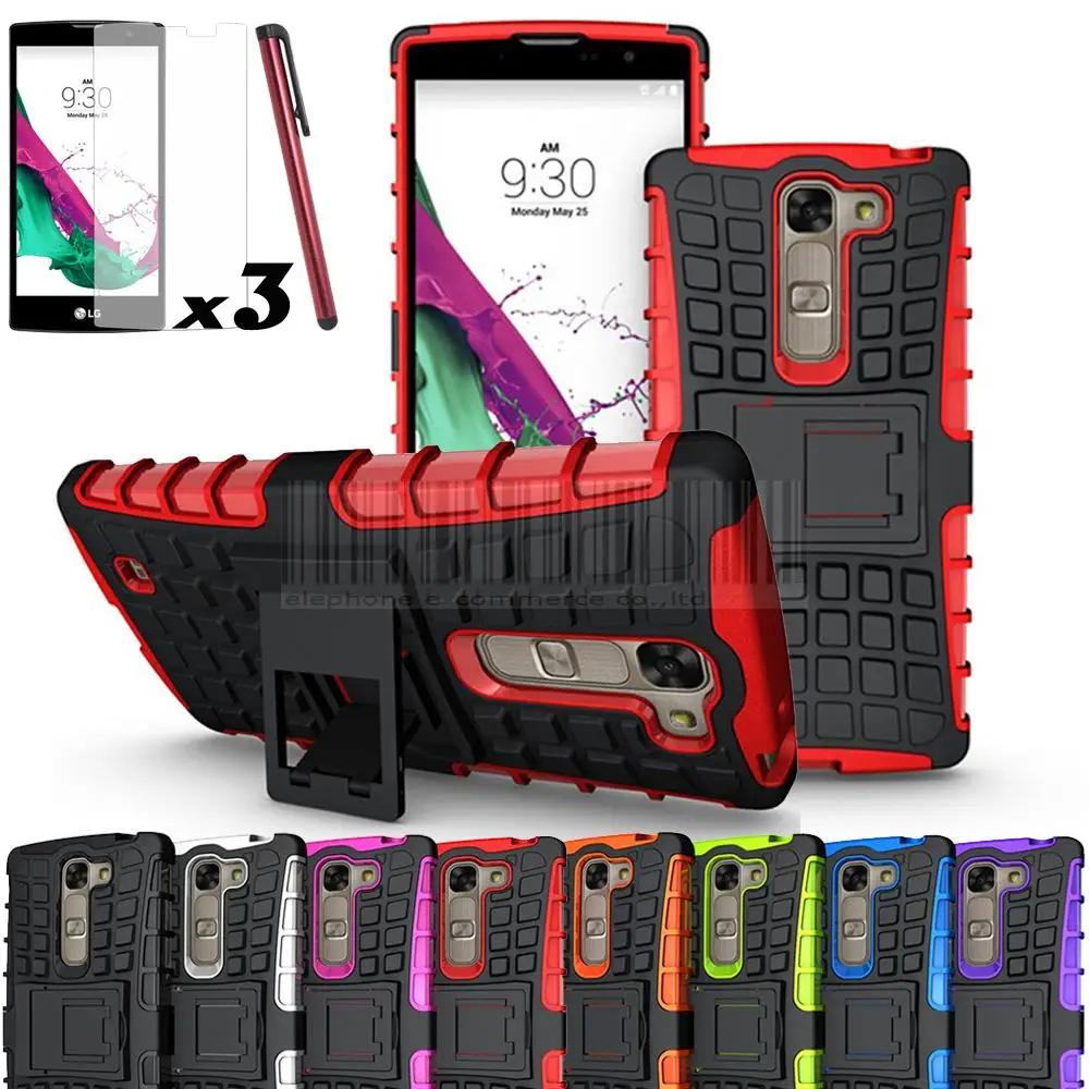 

Dual Layer Hybrid Armor Heavy Duty Case Impact Shockproof Hard Stand Cover and Film For LG G4C / G4 MINI / Magna H525N / VOLT 2