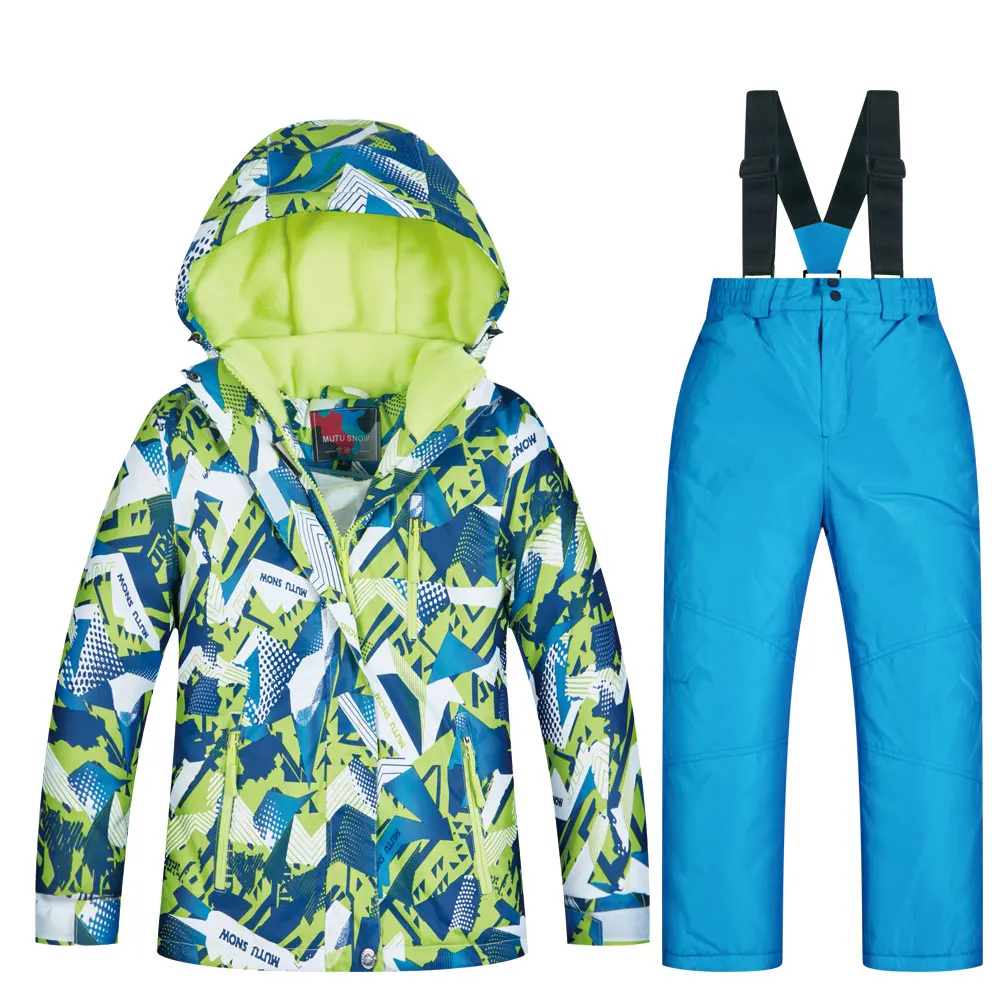 بدلة تزلج الأطفال العلامة التجارية الجديدة عالية الجودة الأطفال يندبروف للماء snowsuit الشتاء صبي تزلج و على الجليد سترة