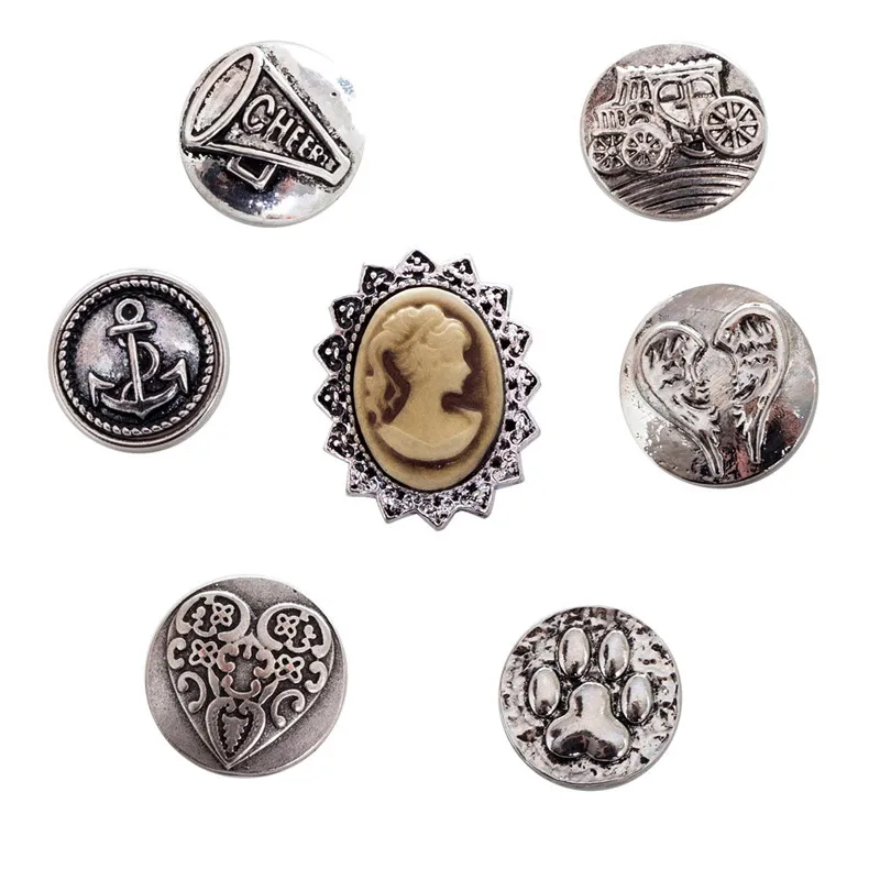 

bijoux memory craft 20MM button charm Single molding Jewelry Prong Fastener metal snaps button fit ginger snaps bracelet BT5245