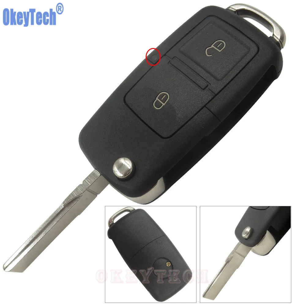 OkeyTech 2 Buttons Flip Folding Remote Car Key Case Fob Shell For VW VOLKSWAGEN MK4 Seat Altea Alhambra Ibiza Car Styling Cover