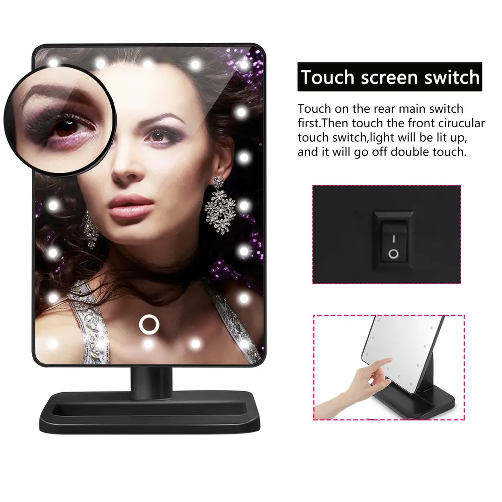 

20LED Dimmable Make-up Table Mirrior 12" Screen 4000-5000K with Removable Suction Cup 10X Magnification Magnifier