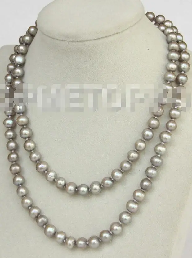 

Free Shipping >>>> 33" 9mm dark gray round cultured pearl necklace E2832