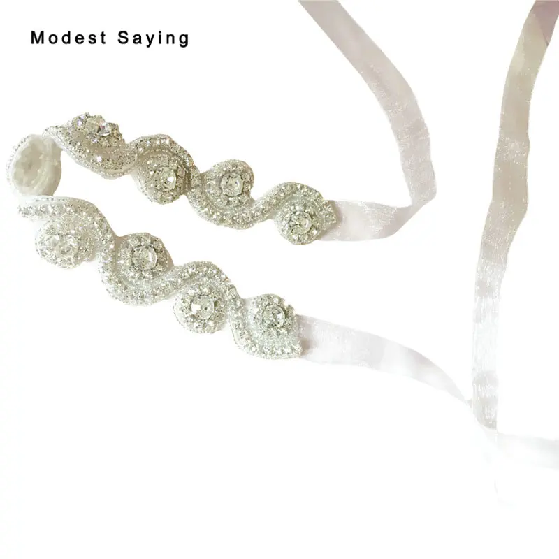 Buy Luxury Silver Sparkly Crystal Bridal Sashes Beaded