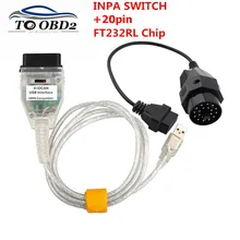 Chegada nova para bmw inpa k + dcan cabo obd2 usb para bmw inpa ediabas k-linha com chip ft232rl diagnóstico completo para bmw k pode