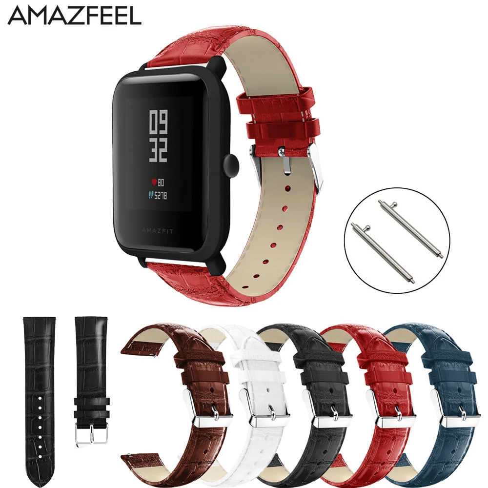 Ремешок для часов из натуральной кожи 20 мм Xiaomi Huami Amazfit Bip браслет Mijia Quartz Samsung Gear S2