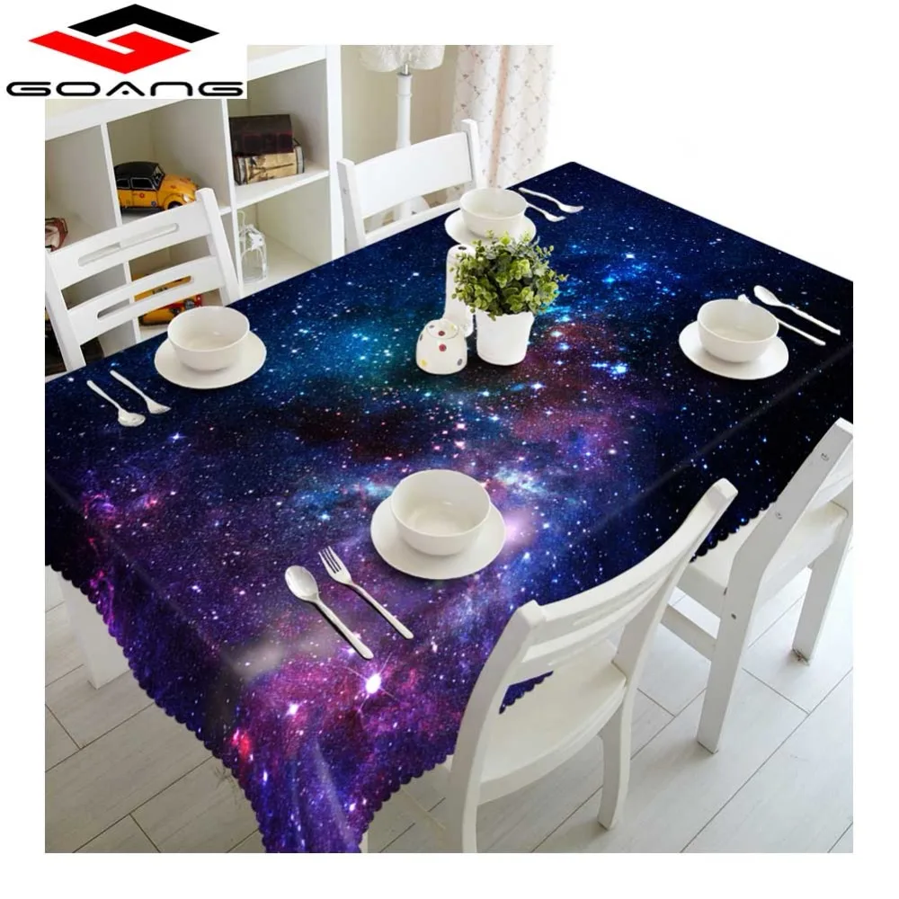 

GOANG 3d table cloth universe star planet waterproof cloth thicken cotton rectangular and round table cloth dinning table cover